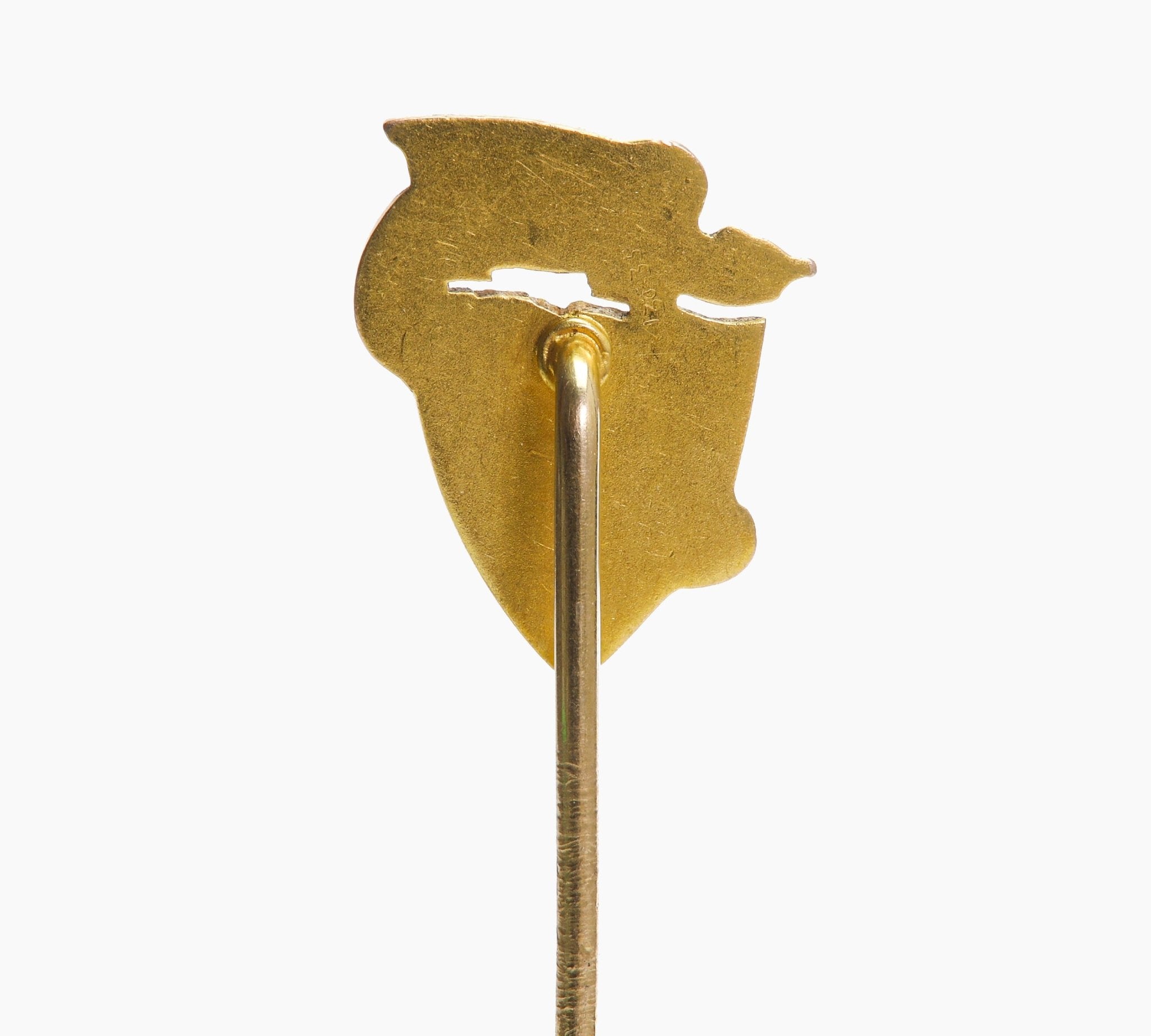 Art Nouveau Gold Pearl Griffin Shield Stick Pin