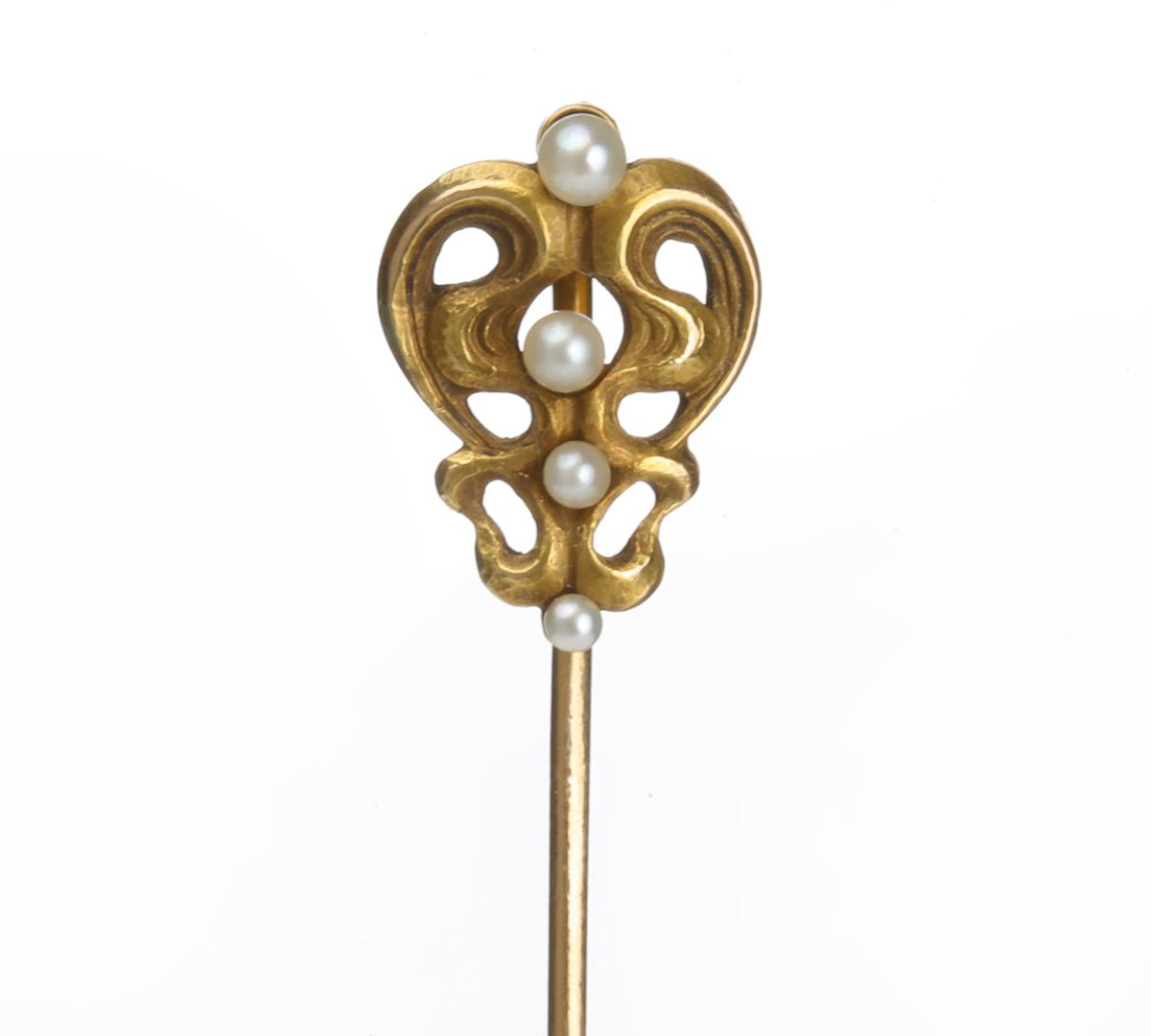 Art Nouveau Gold Pearl Stick Pin