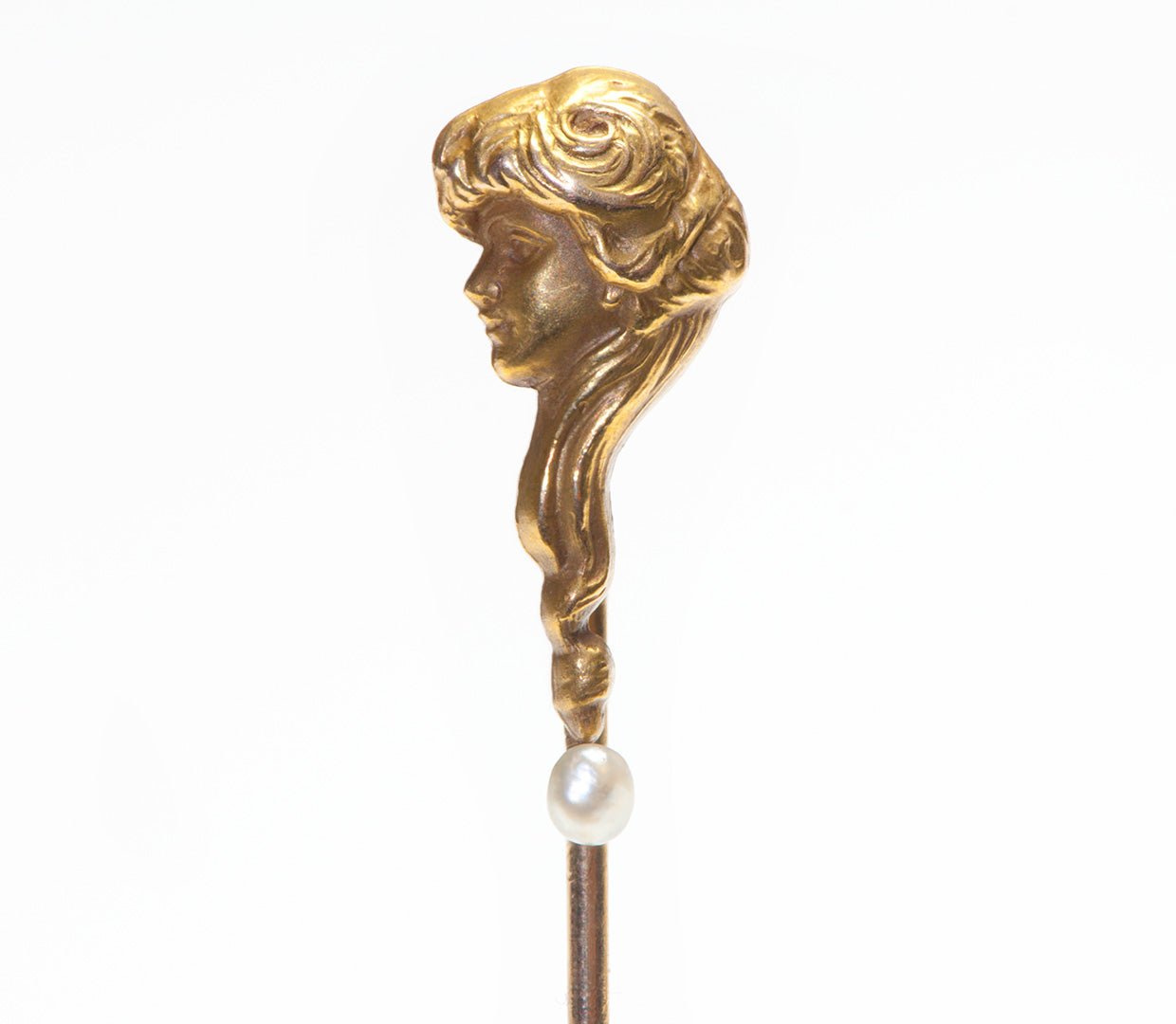 Art Nouveau Gold Pearl Stick Pin
