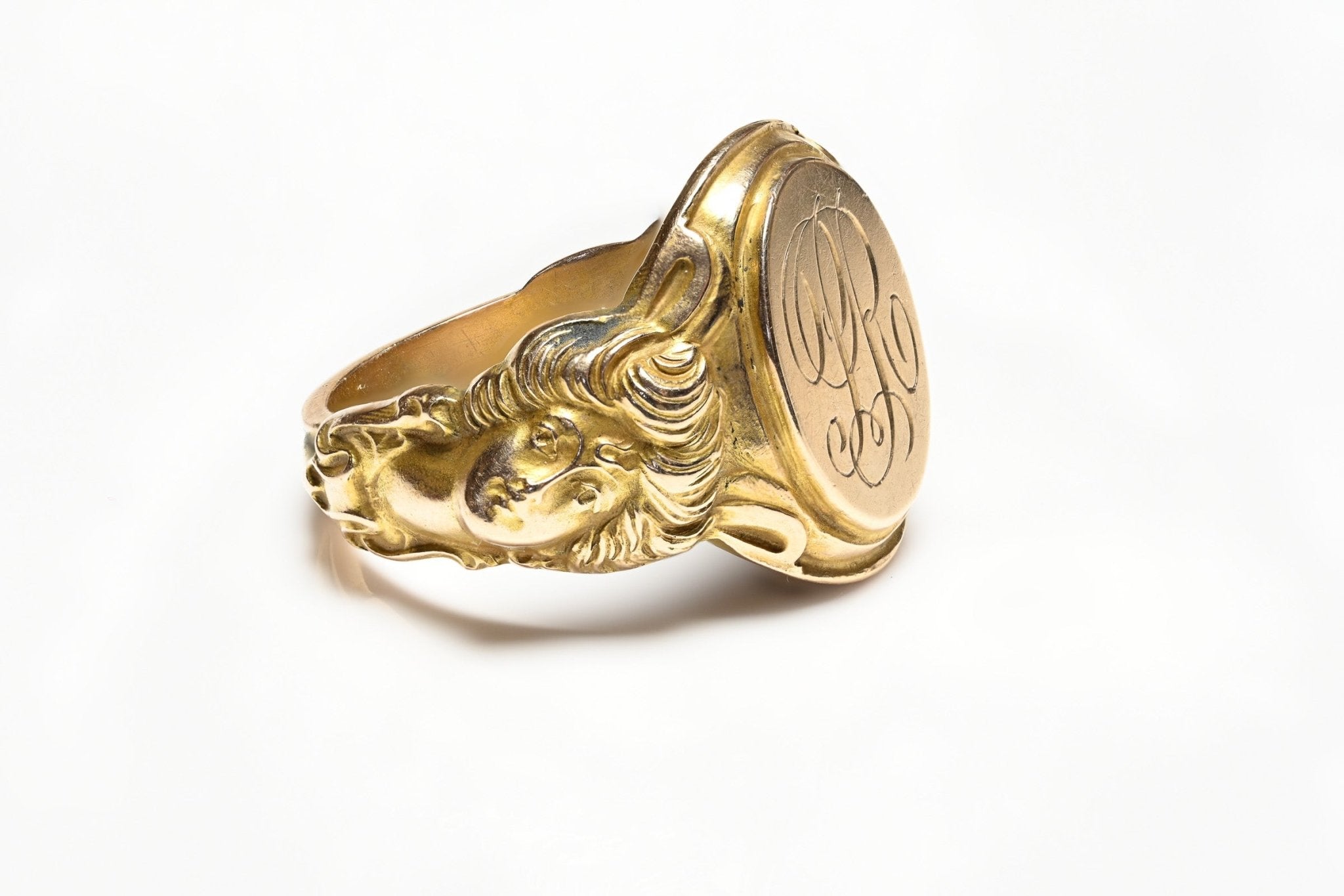 Art Nouveau Gold Signet Men's Ring