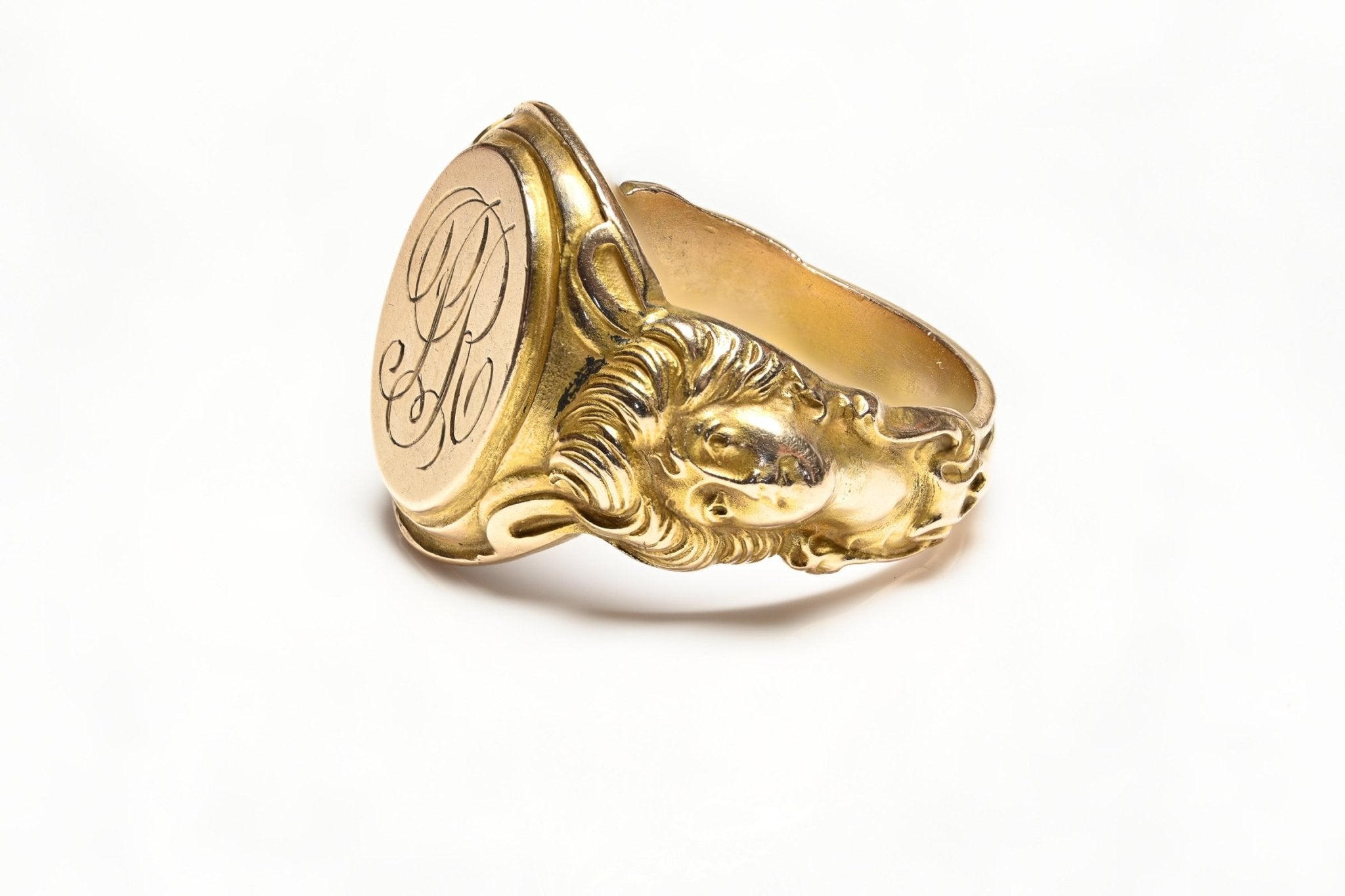 Art Nouveau Gold Signet Men's Ring - DSF Antique Jewelry