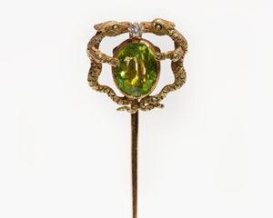Art Nouveau Peridot Diamond Dragon Griffin Stick Pin