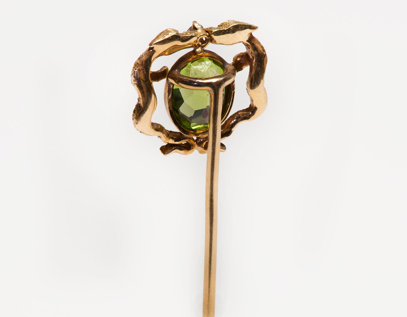 Art Nouveau Peridot Diamond Dragon Griffin Stick Pin - DSF Antique Jewelry