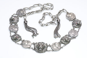 Art Nouveau Silver Lion Tassle Belt
