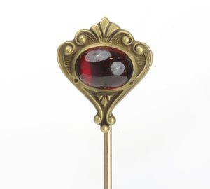 Art Nouveau Yellow Gold Garnet Stick Pin