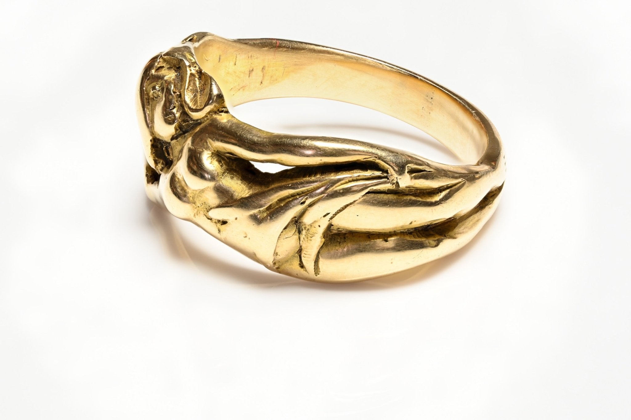 Art Nouveau Yellow Gold Nude Lady Ring