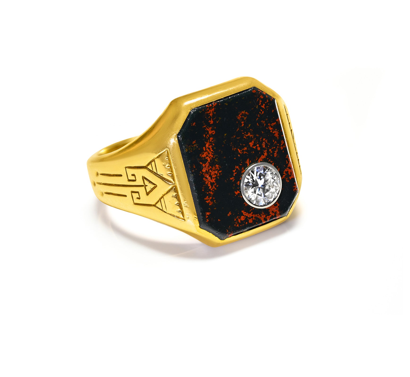 Art Deco Gold stone Diamond Men's Ring