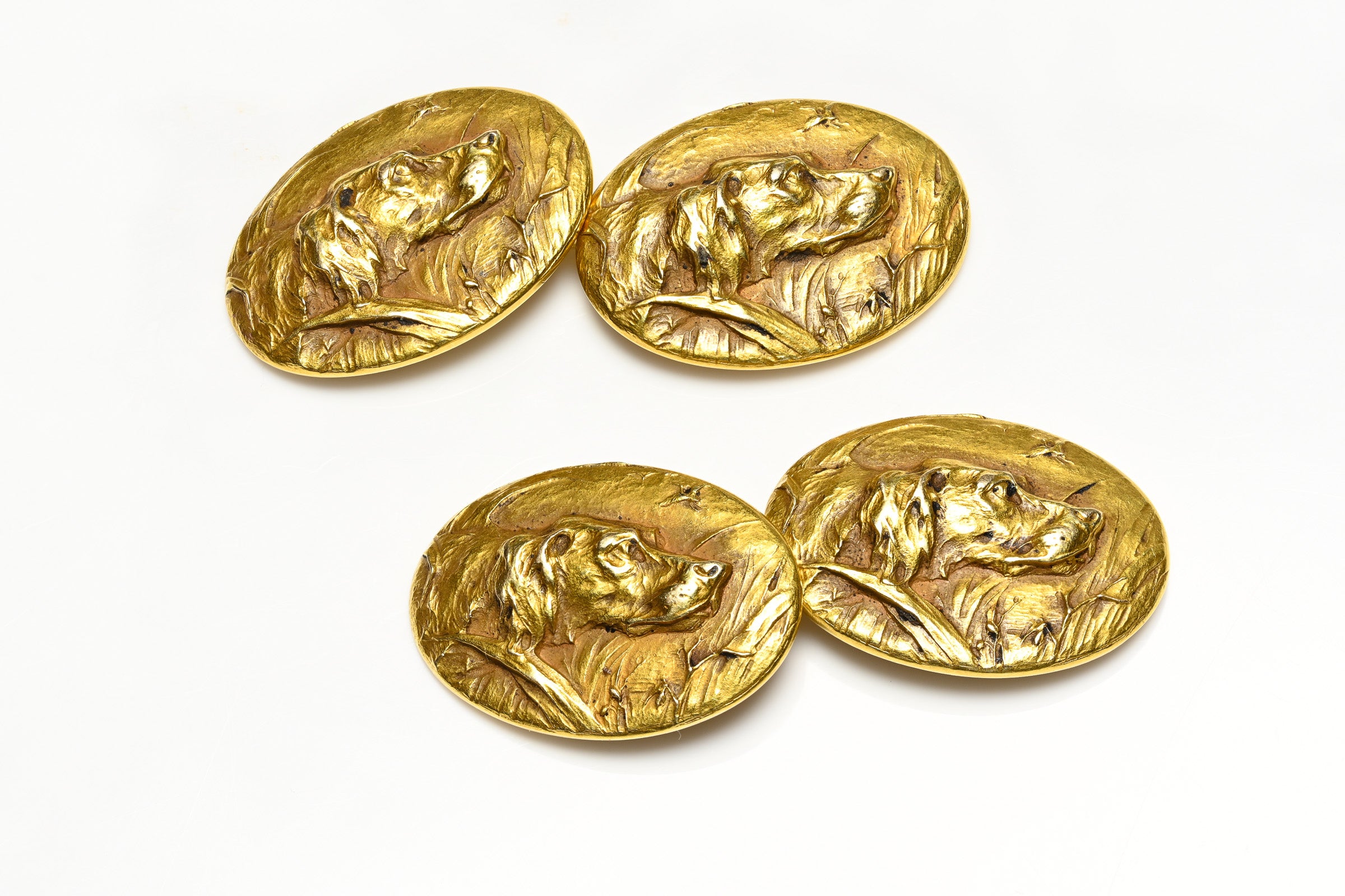 Art Nouveau Gold Dog Double Sided Cufflinks 