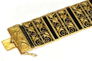 Art Nouveau 18K Yellow Gold Wide Bracelet