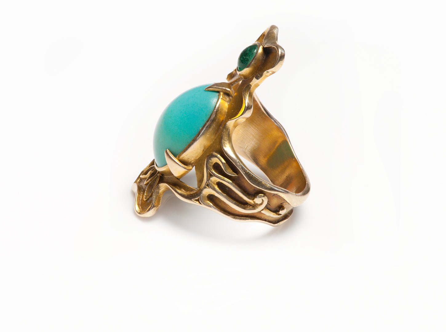 Arts and Crafts Gold Turquoise Ring - DSF Antique Jewelry