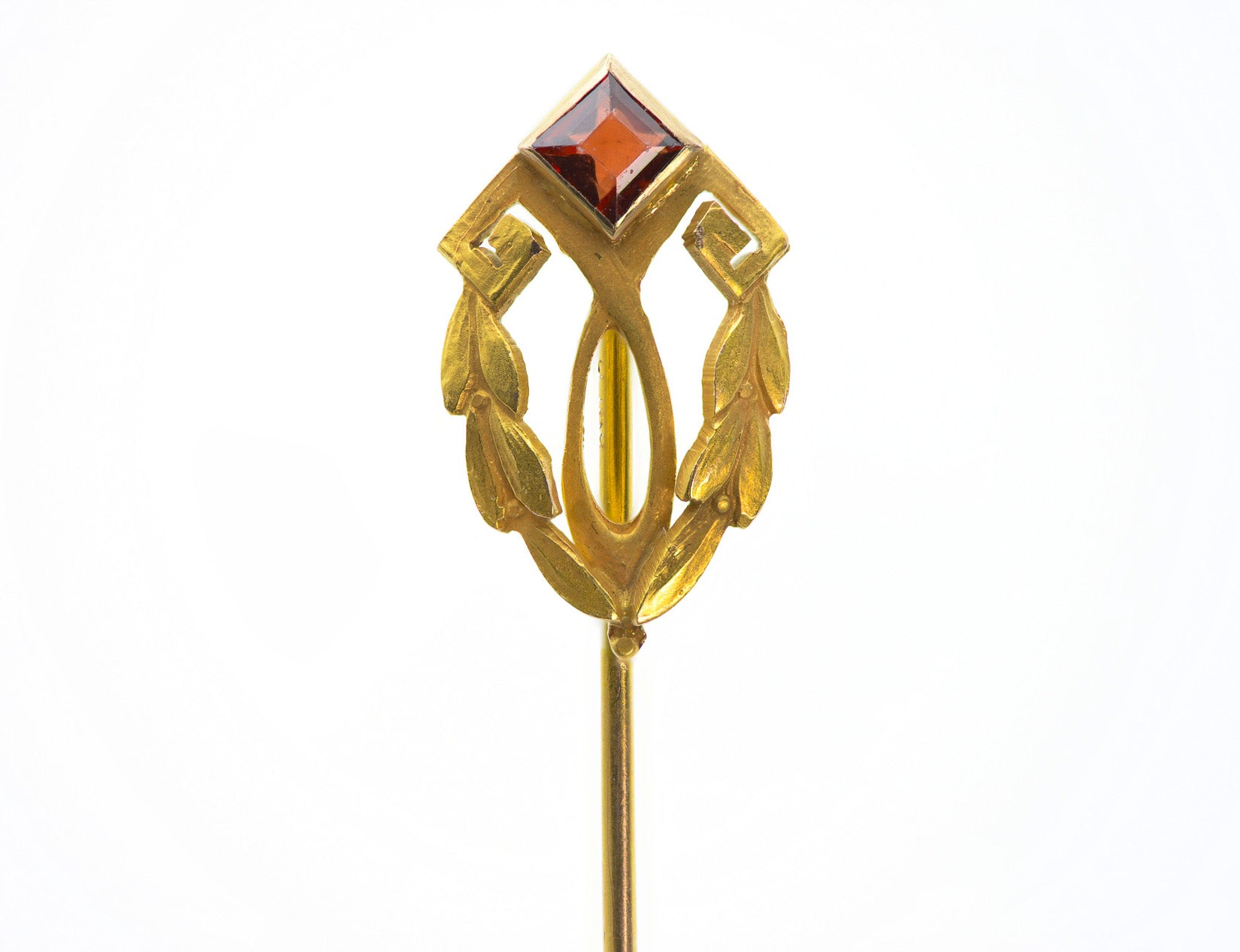 Transitional Era Gold Stick Pin with Garnet