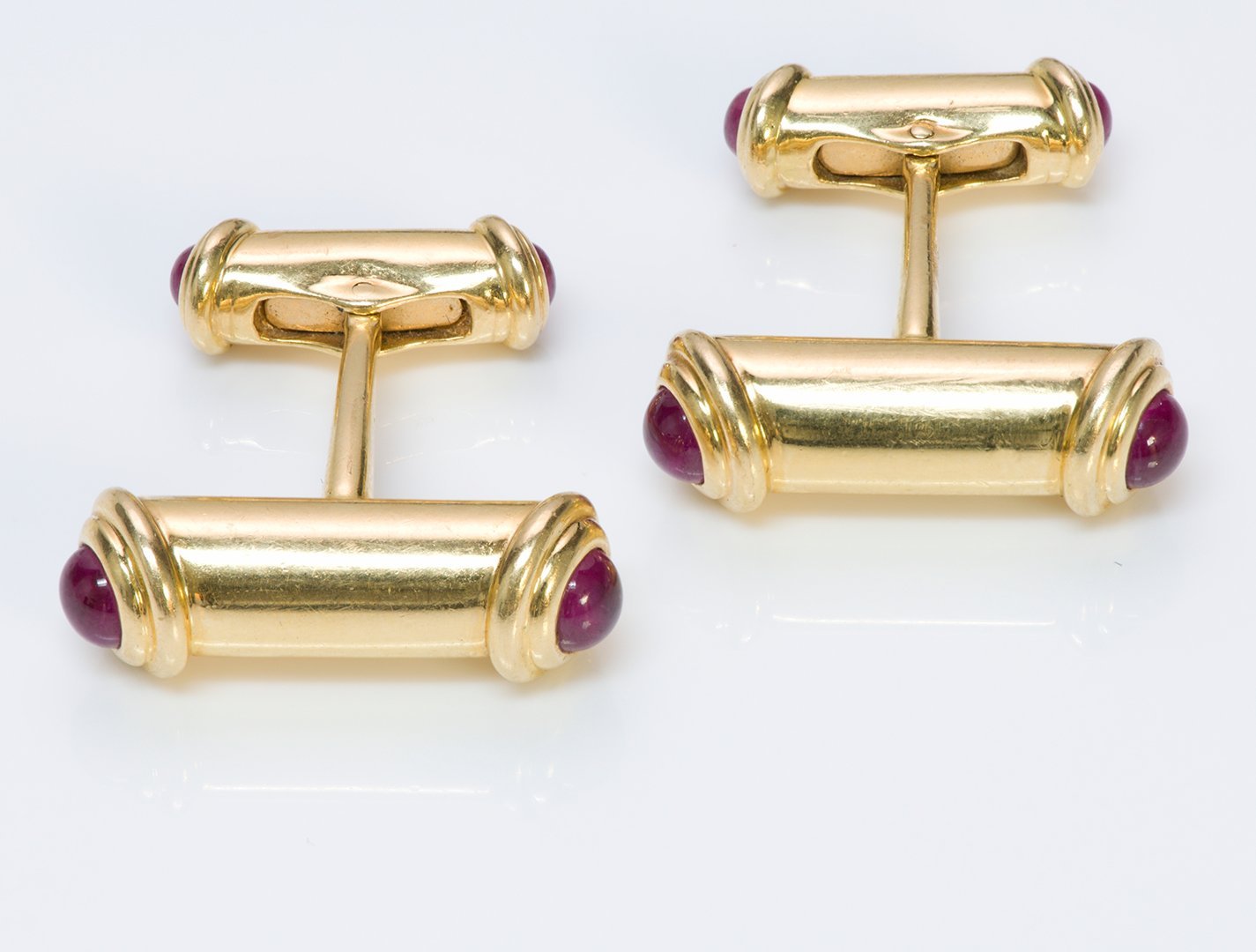 Asprey 18K Gold Ruby Bar Cufflinks