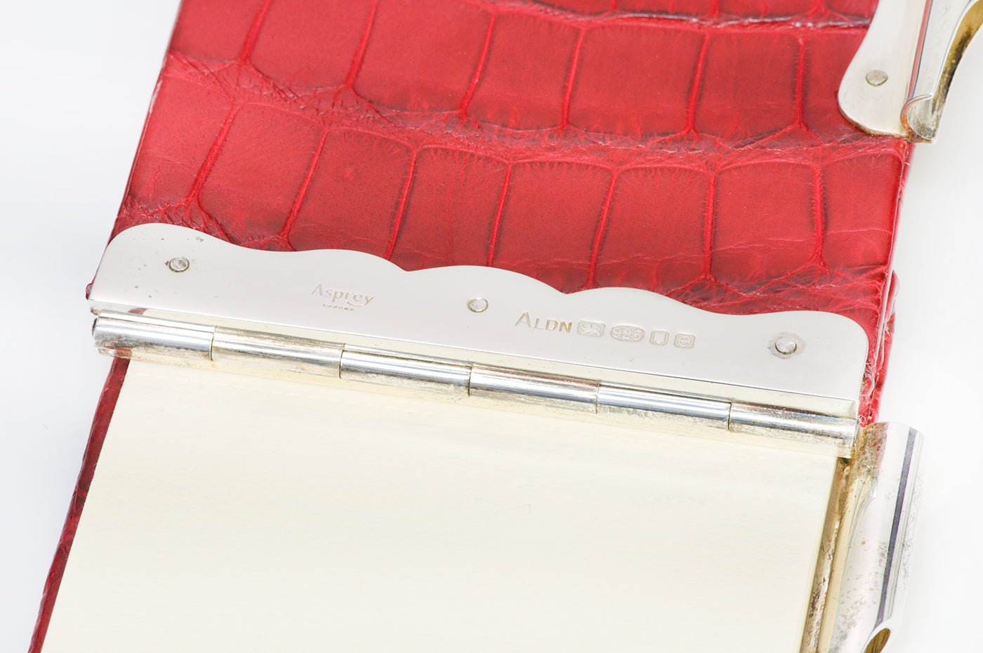 Asprey London Sterling Red Crocodile Jotter Notepad