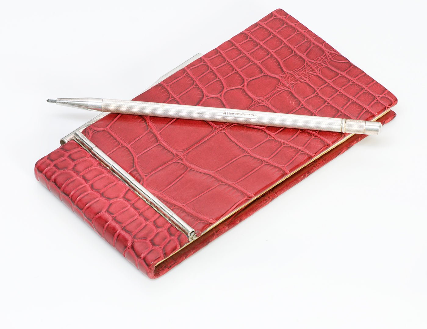 Asprey London Sterling Red Crocodile Jotter Notepad