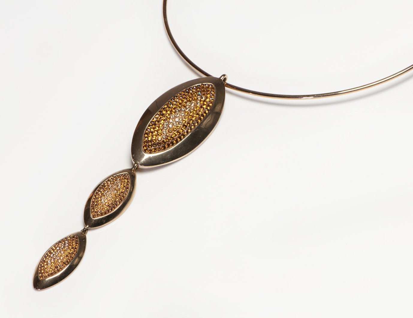 Atelier Swarovski by Themis •Z Evil Eye Brown Crystal Collar Pendant Necklace