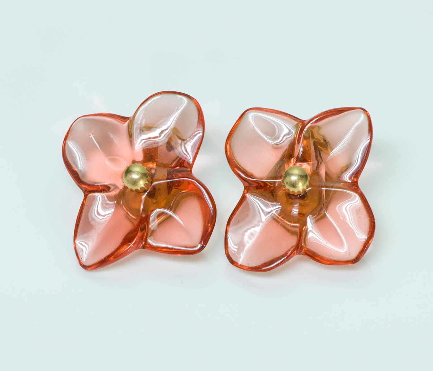 Baccarat Crystal 18K Gold Flower Earrings