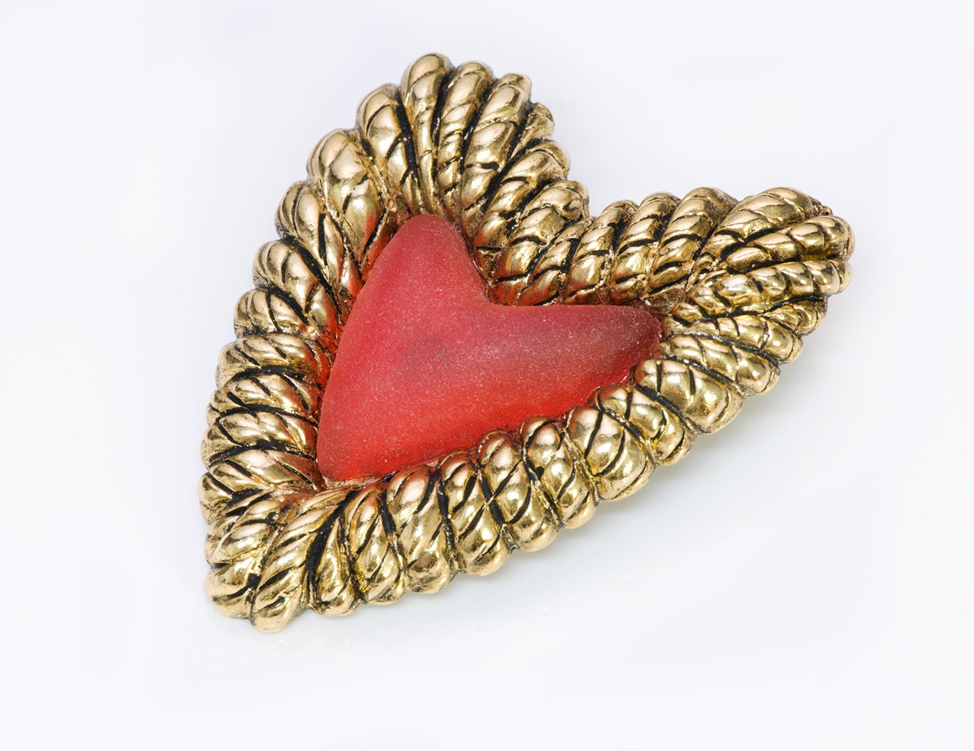 Balenciaga Paris Red Lucite Heart Brooch