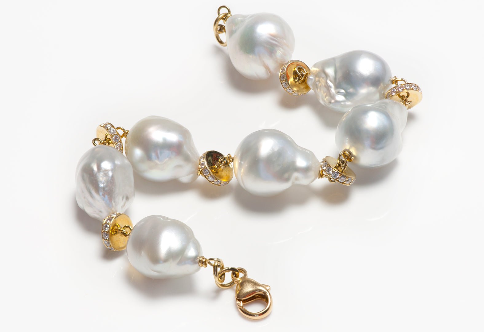 Baroque Pearl 18K Gold Diamond Bracelet