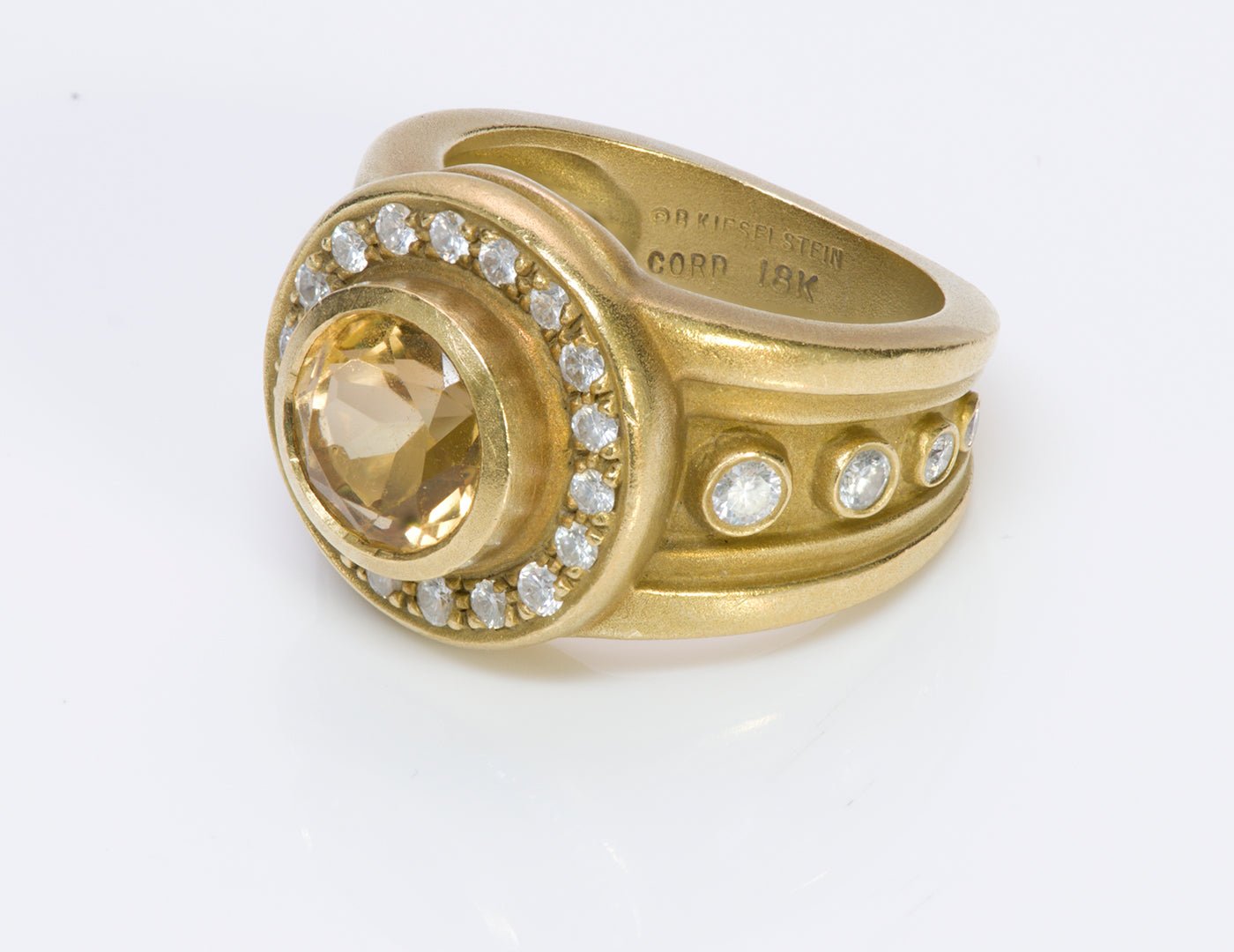 Barry Kieselstein Cord 18K Gold Citrine Diamond Ring