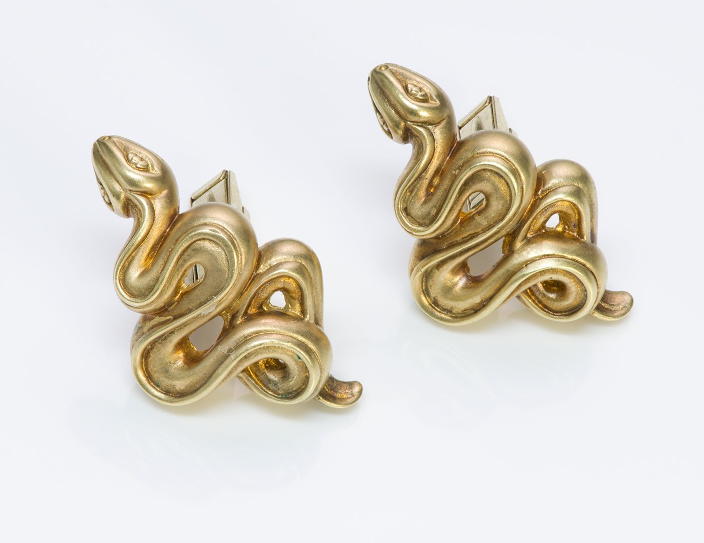 Barry Kieselstein-Cord 18K Gold Snake Cufflinks - DSF Antique Jewelry