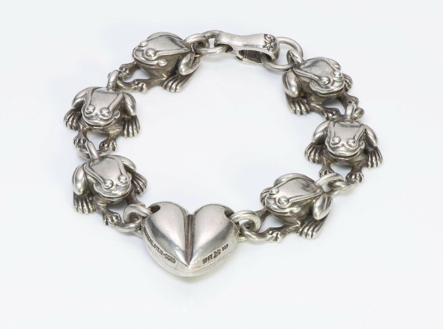 Barry Kieselstein-Cord 1997 Sterling Silver Frog Heart Bracelet - DSF Antique Jewelry