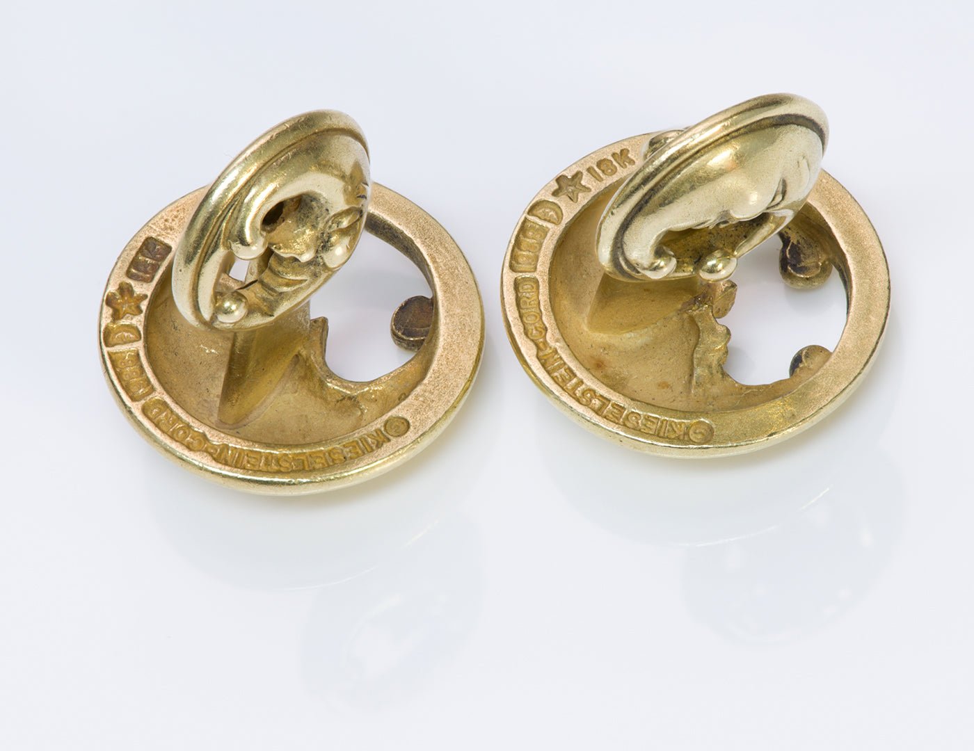 Barry Kieselstein Cord Crescent Moon 18K Gold Cufflinks