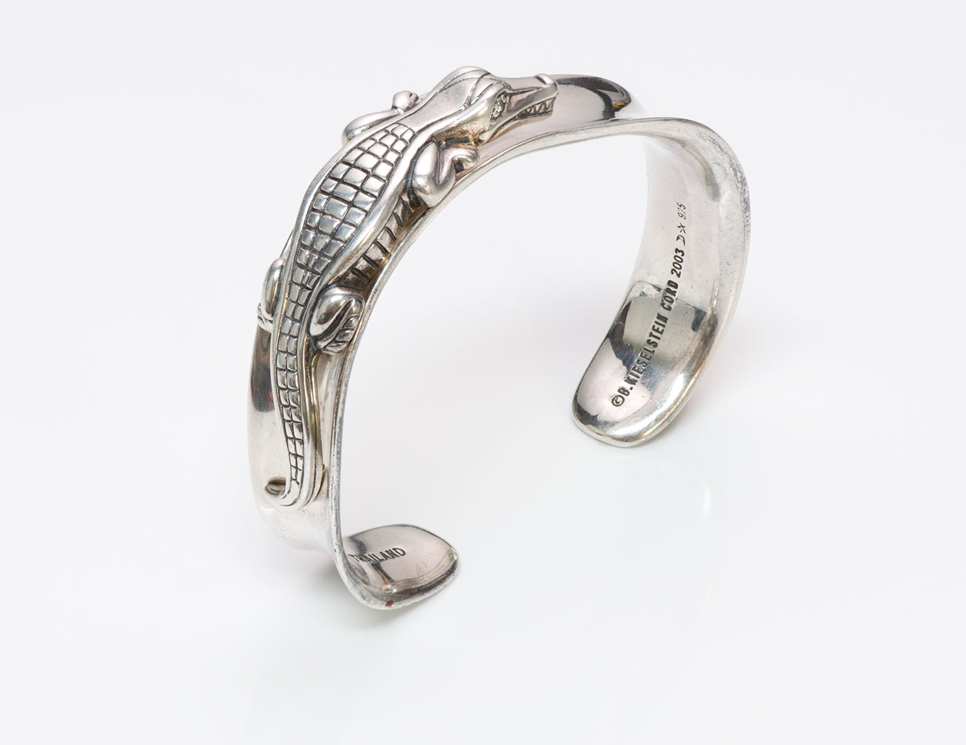 Barry Kieselstein Cord Diamond Alligator Sterling Silver Cuff Bracelet