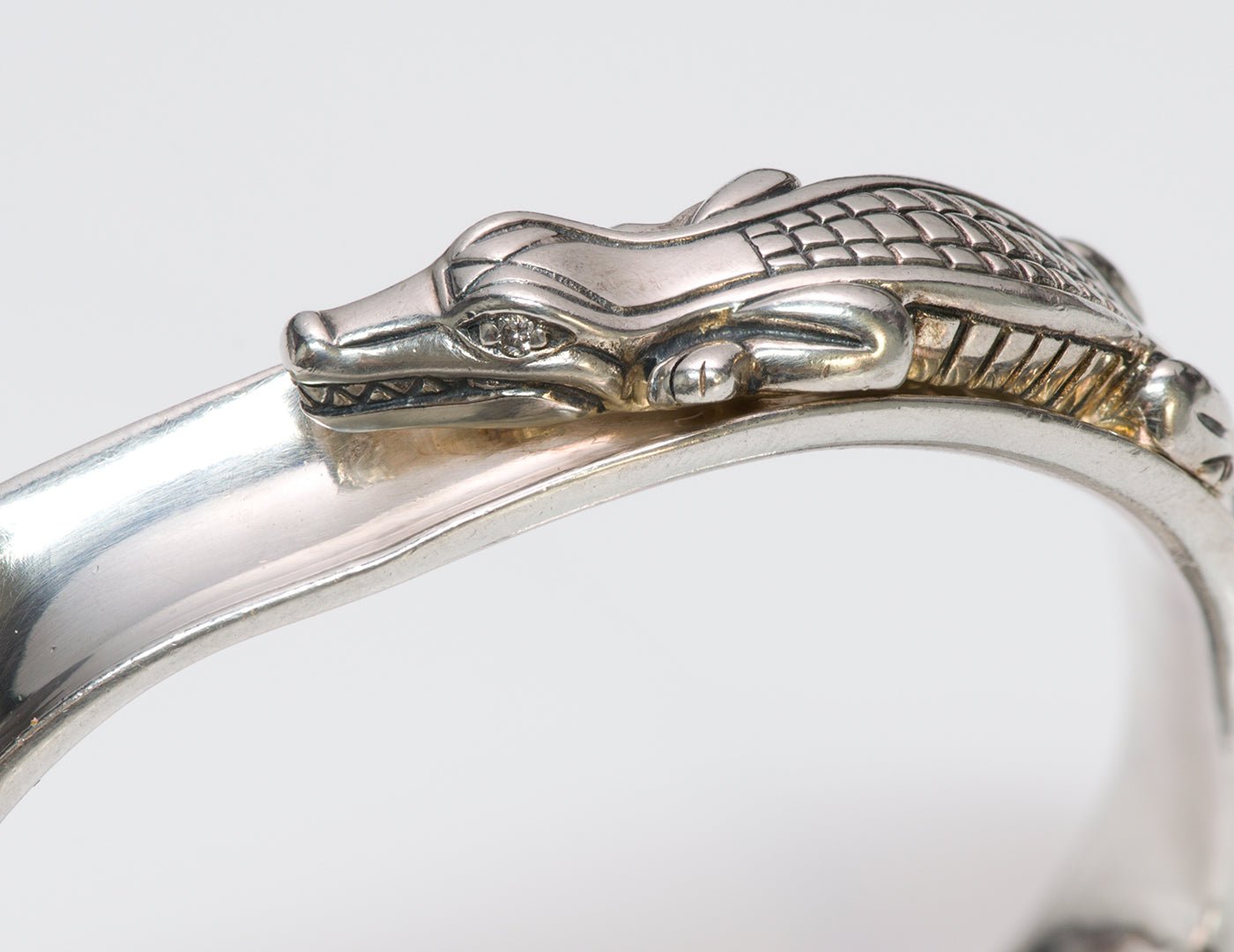 Barry Kieselstein Cord Diamond Alligator Sterling Silver Cuff Bracelet - DSF Antique Jewelry