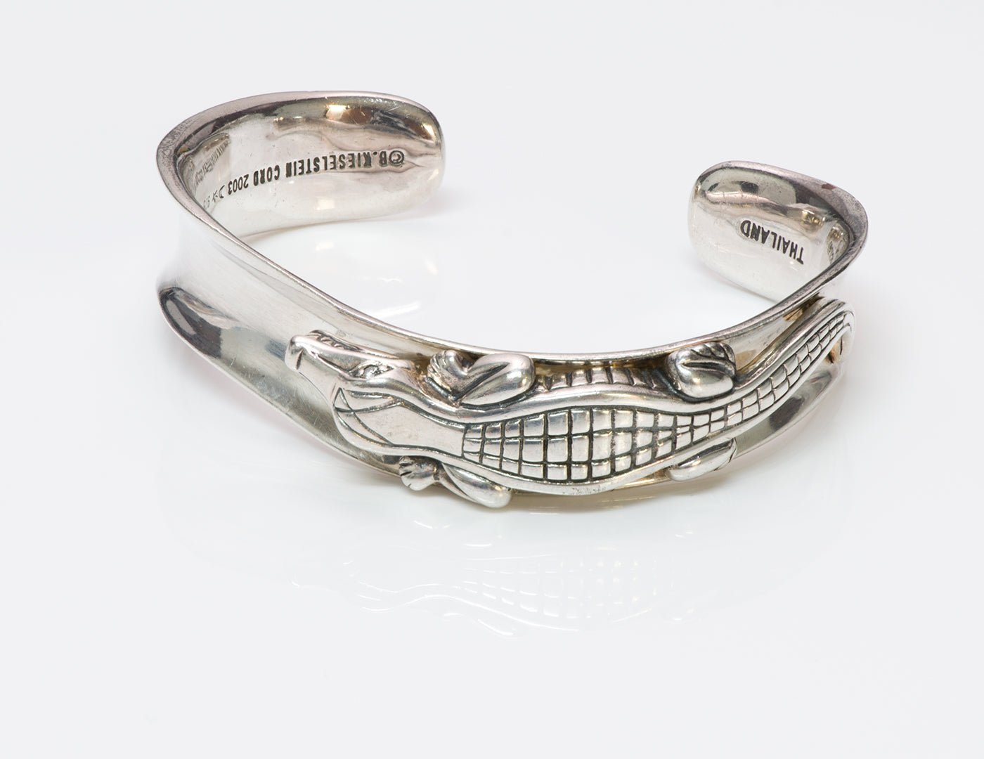 Barry Kieselstein Cord Diamond Alligator Sterling Silver Cuff Bracelet