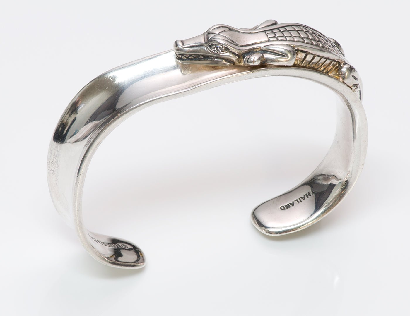 Barry Kieselstein Cord Diamond Alligator Sterling Silver Cuff Bracelet - DSF Antique Jewelry