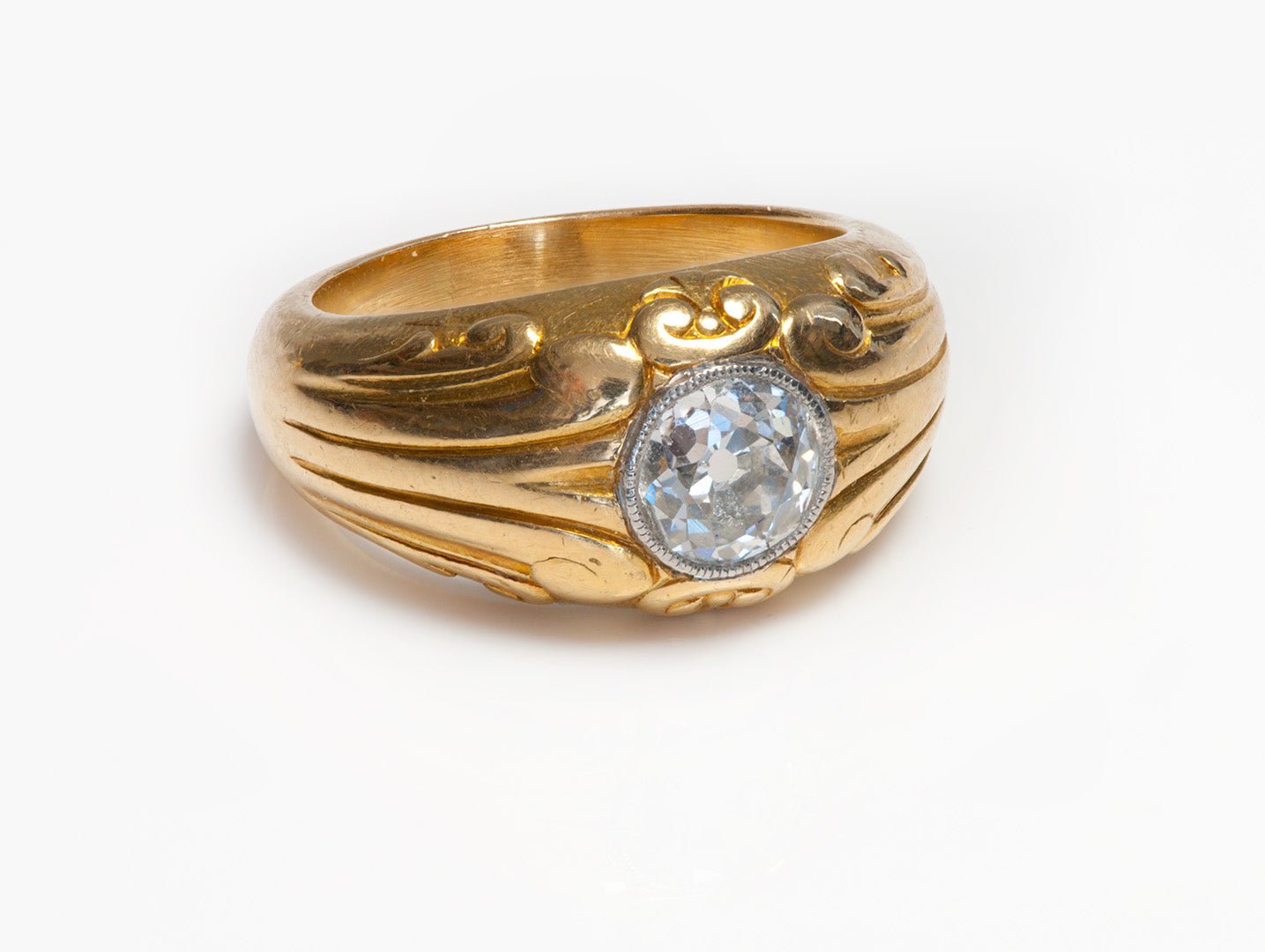 Belle Epoque 18K Gold Old Mine Cut Diamond Ring - DSF Antique Jewelry