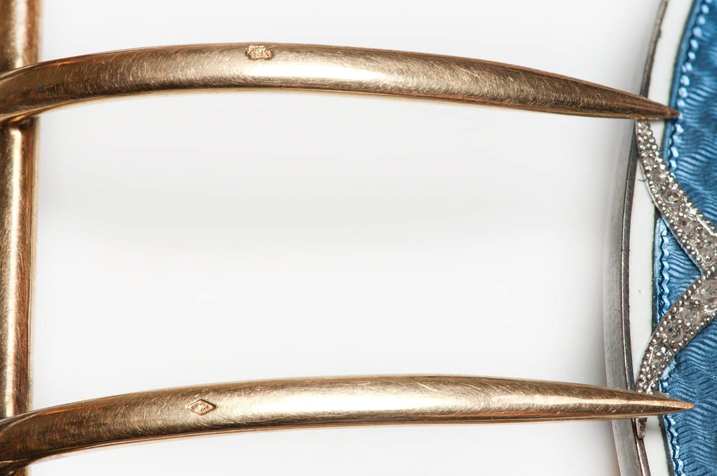 Belle Epoque Enamel Diamond Gold Silver Belt Buckle Attrib. to Cartier - DSF Antique Jewelry