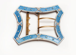 Belle Epoque Enamel Diamond Gold Silver Belt Buckle Attrib. to Cartier