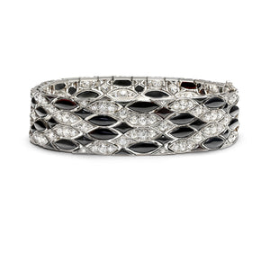 Antique Belle Epoque Platinum Diamond and Onyx Bracelet