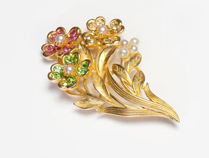 Ben-Amun Gold Plated Crystal Flower Bouquet Brooch