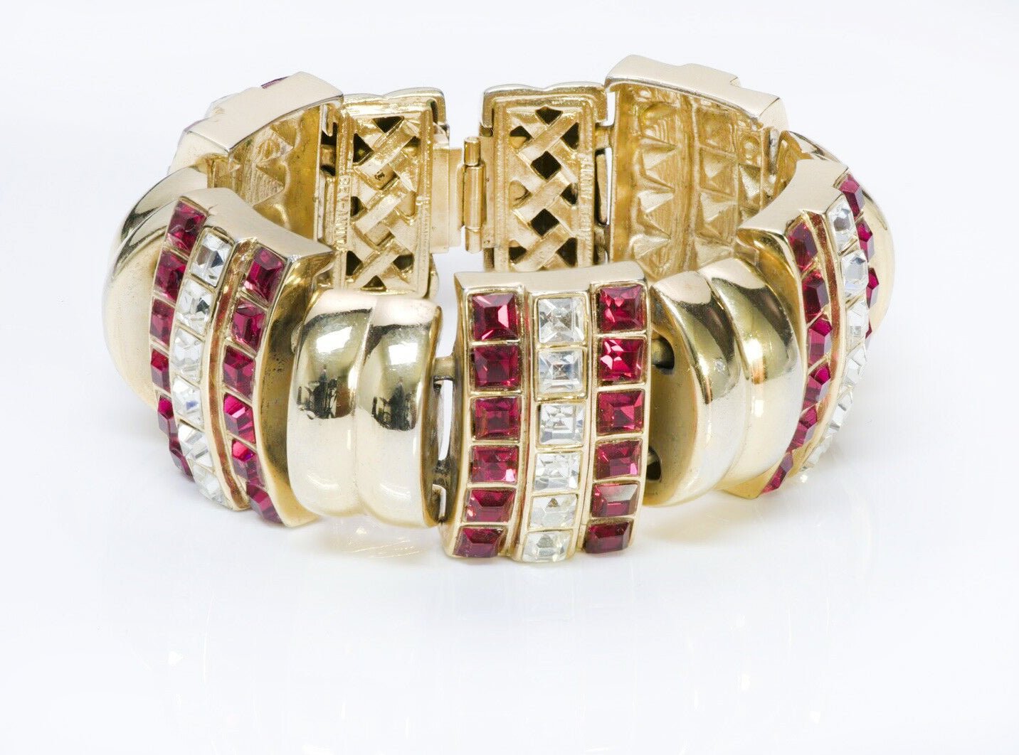 Ben Amun Wide Red Crystal Bracelet - DSF Antique Jewelry