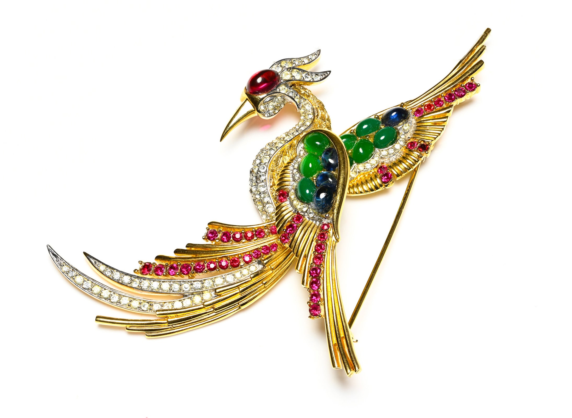 Vintage 1960's Marcel Boucher Bird of Paradise Crystal Brooch