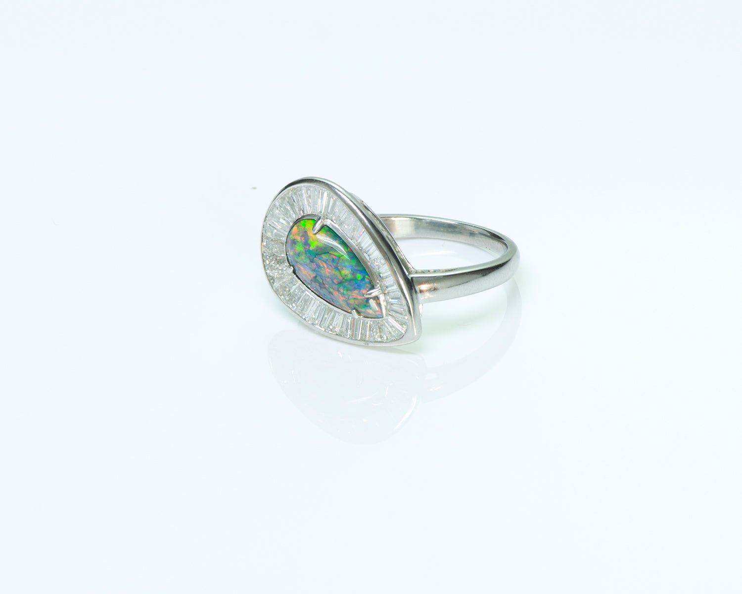 Black Opal Baguette Diamond Ring