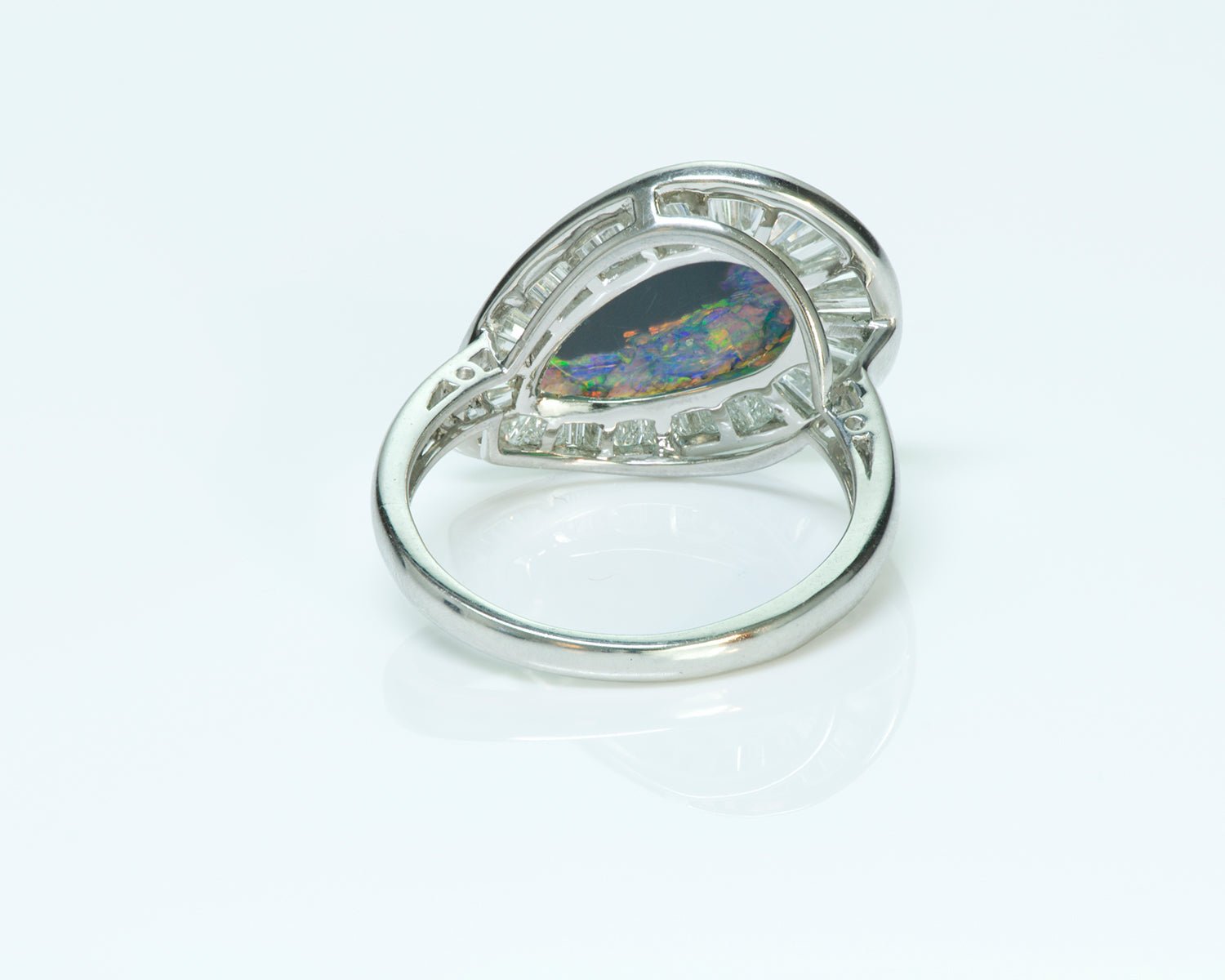Black Opal Baguette Diamond Ring