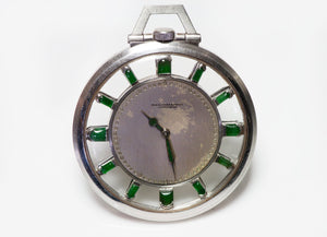 Black Starr & Frost Gorham Antique Platinum Jade Pocket Watch