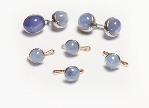 Black Starr & Frost Star Sapphire Gold Cufflink 4 Stud Set