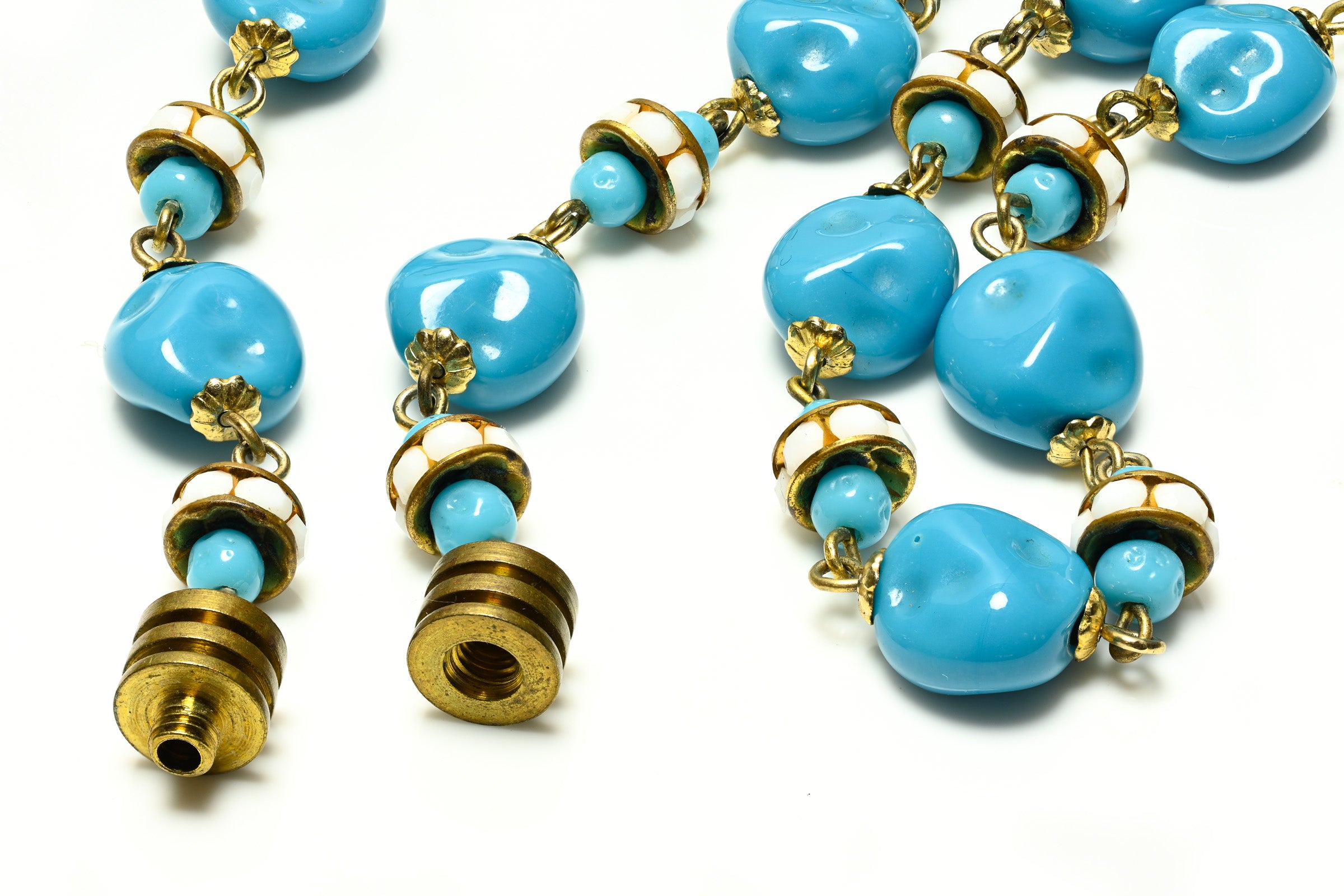 Vintage 1960's French Blue Glass Beads Necklace