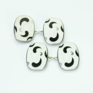 Boardman & Glossop Silver Enamel Cufflinks