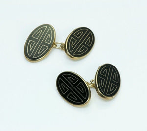 Boardman & Glossop Vintage Silver Enamel Cufflinks