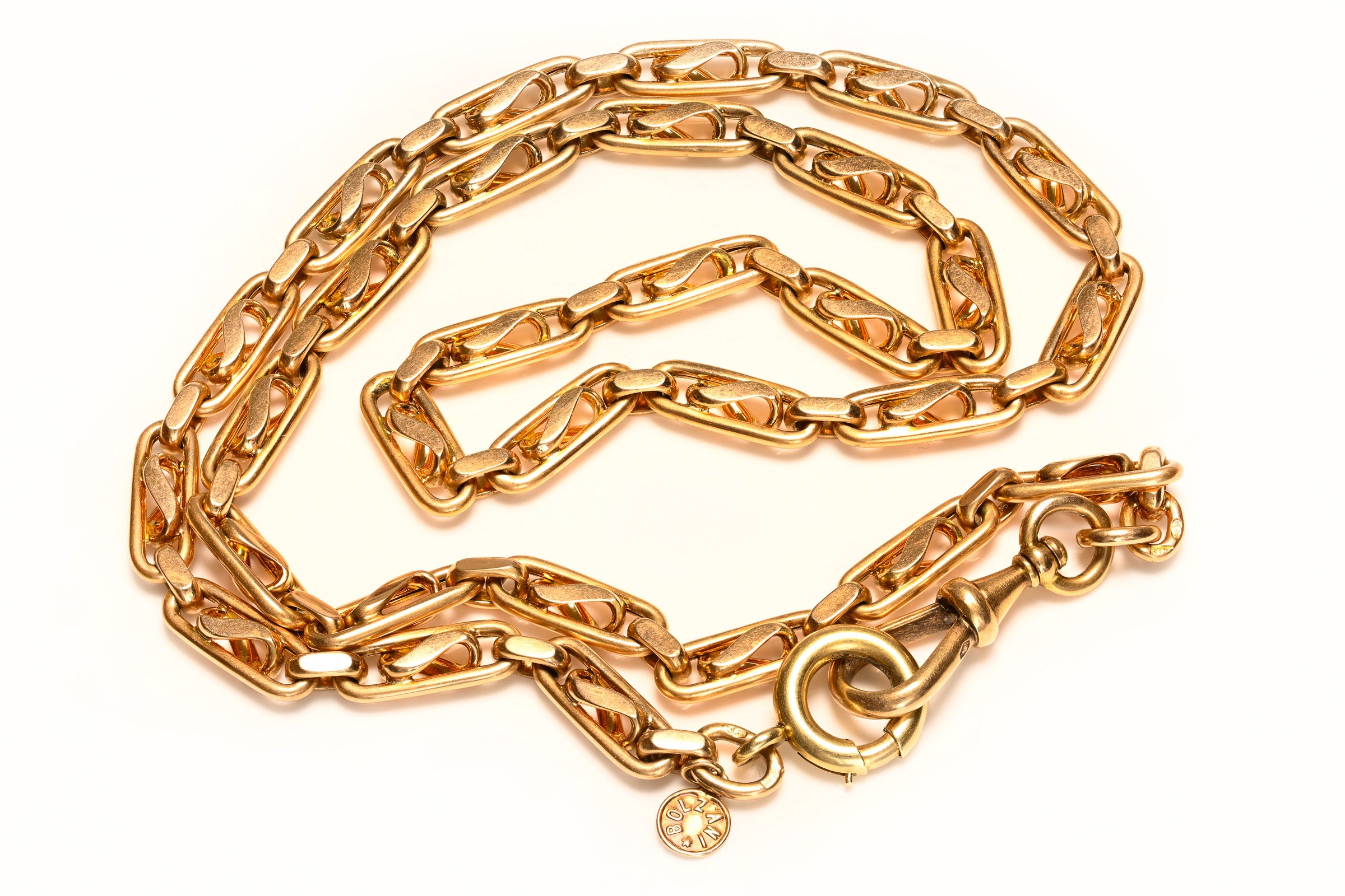 Antique Bolzani & Co. Gold Watch Chain Necklace 