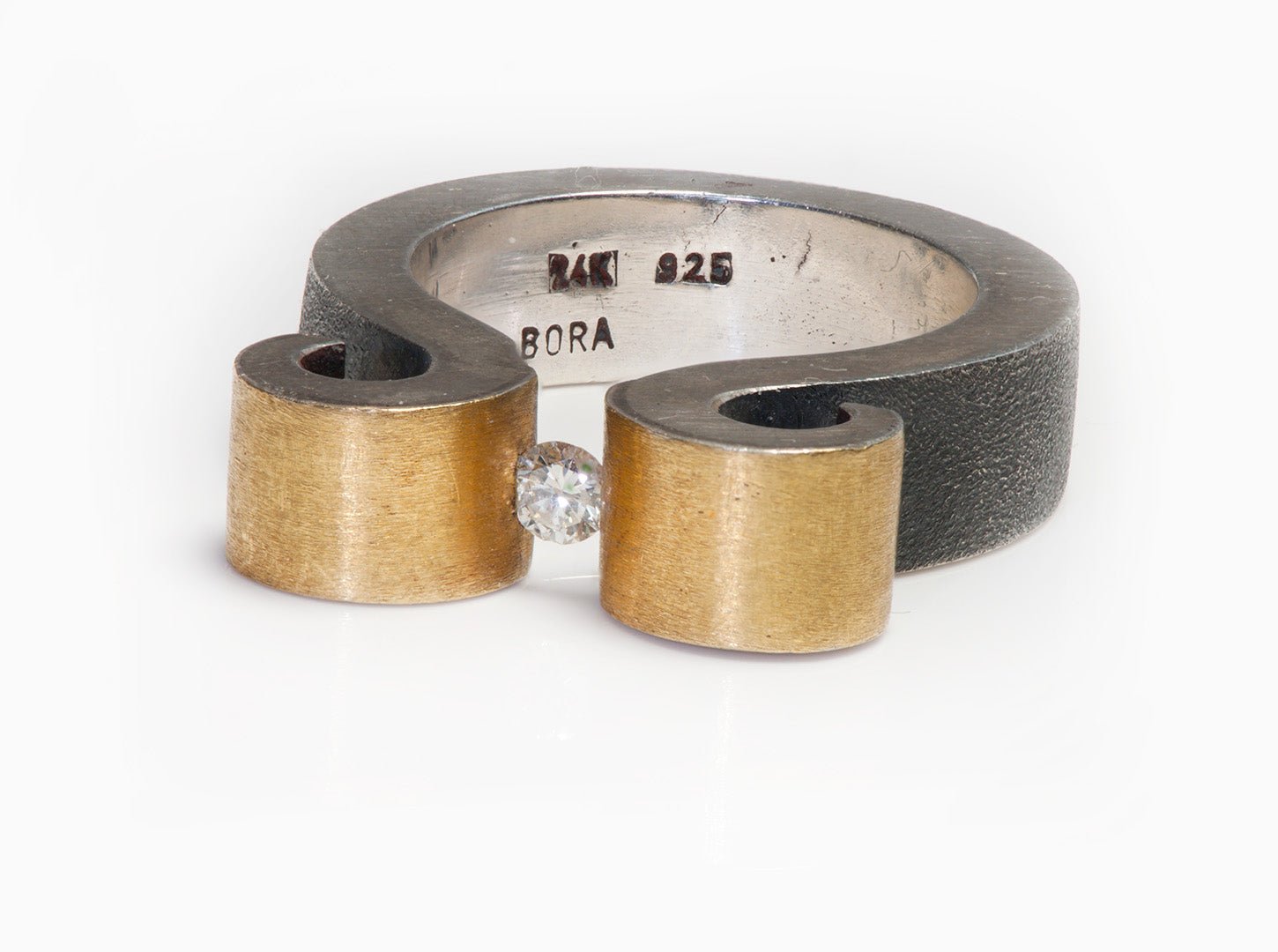 Bora Silver 24K Gold Tension Set Diamond Ring - DSF Antique Jewelry