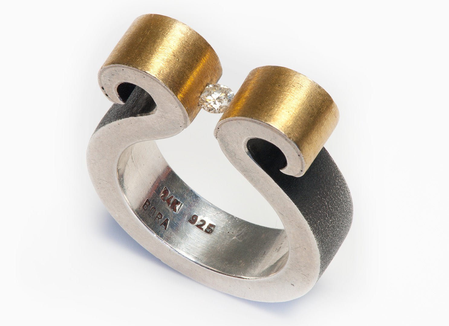 Bora Silver 24K Gold Tension Set Diamond Ring