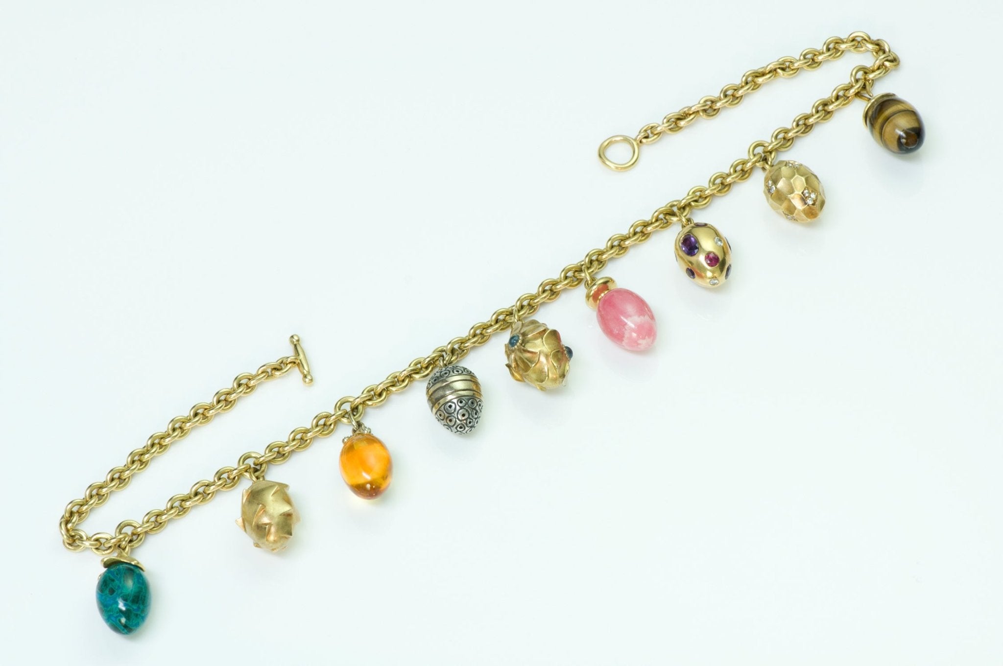 Boregaard 18K Gold Gemstone Charm Necklace - DSF Antique Jewelry