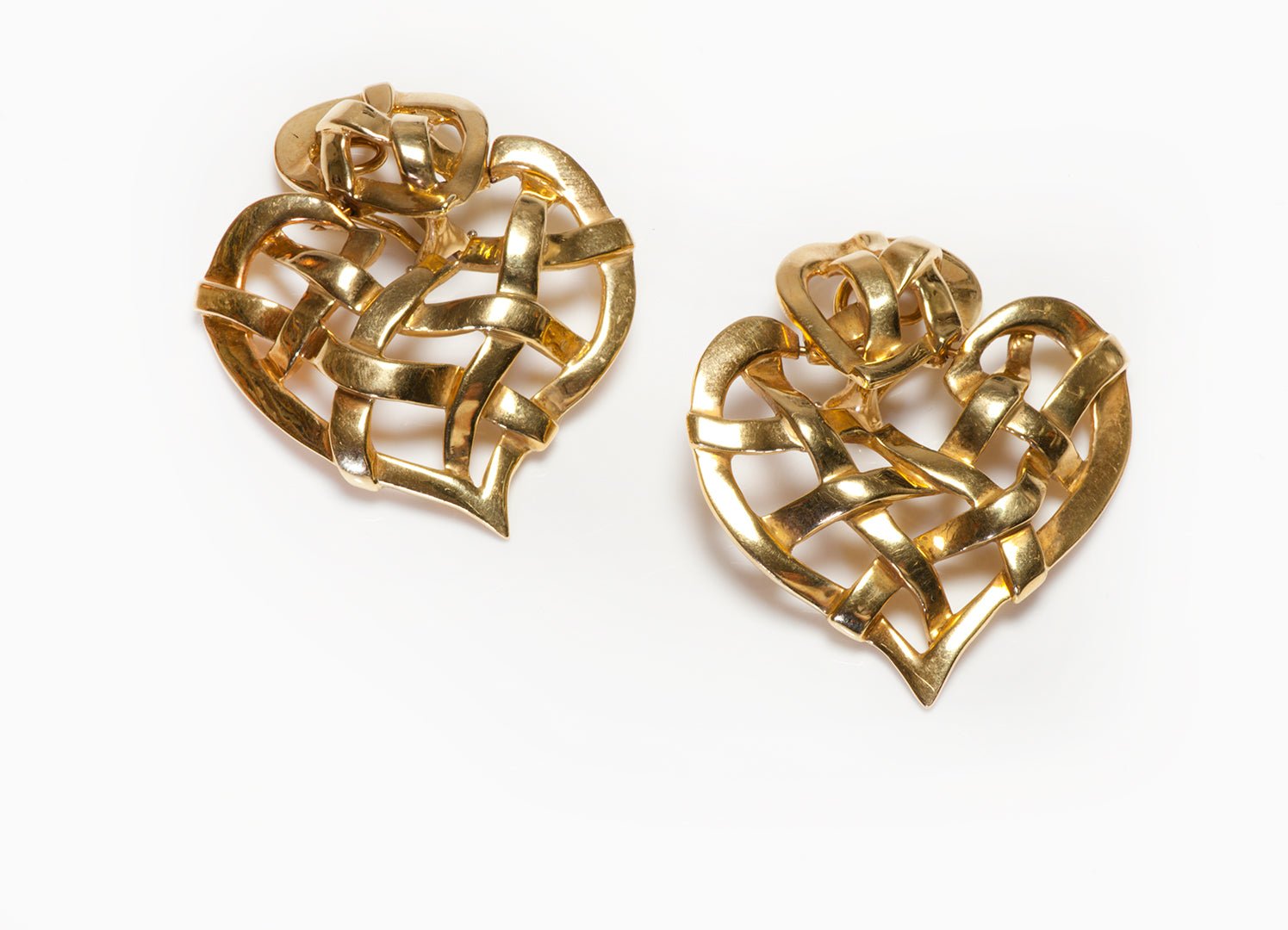 Boris LeBeau 18K Yellow Gold Heart Shaped Earrings - DSF Antique Jewelry