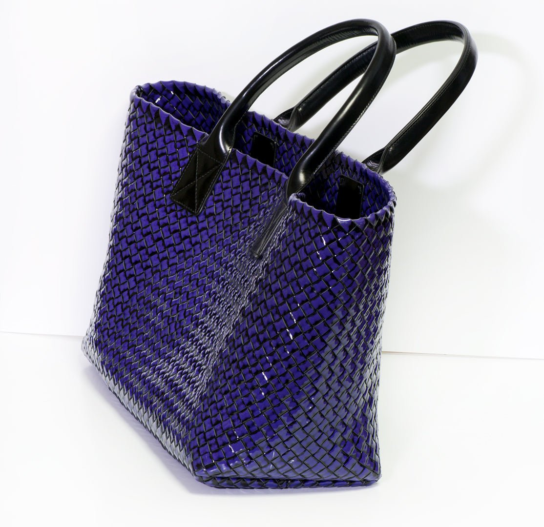 BOTTEGA VENETA CABAT 259/500 Large Purple Intrecciato Patent Leather Tote Bag - DSF Antique Jewelry
